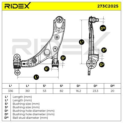 Querlenker RIDEX 273C2025 273C2025 - foto 8