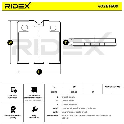 Bremsbeläge Satz RIDEX 402B1609 402B1609 - foto 7