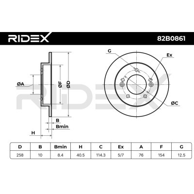 Bremsscheibe RIDEX 82B0861 82B0861 - foto 3