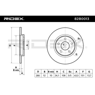 Bremsscheibe RIDEX 82B0013 82B0013 - foto 7