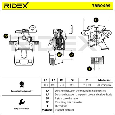 Bremssattel RIDEX 78B0499 78B0499 - foto 2