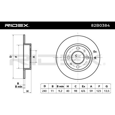 Bremsscheibe RIDEX 82B0384 82B0384 - foto 3