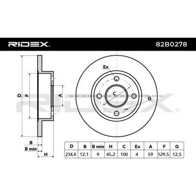 Bremsscheibe RIDEX 82B0278 82B0278 - foto 3