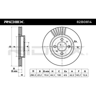 Bremsscheibe RIDEX 82B0814 82B0814 - foto 4