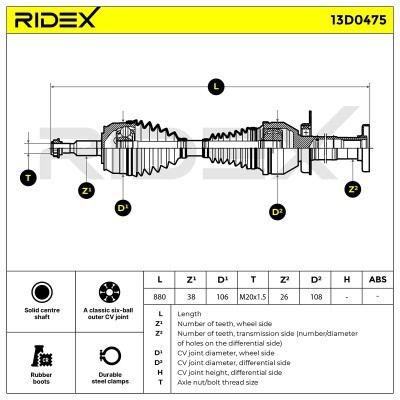 Antriebswelle RIDEX 13D0475 13D0475 - foto 7