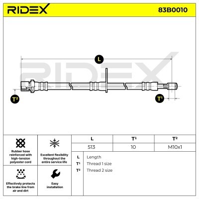 Bremsschlauch RIDEX 83B0010 83B0010 - foto 3