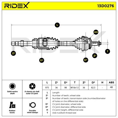 Antriebswelle RIDEX 13D0276 13D0276 - foto 7