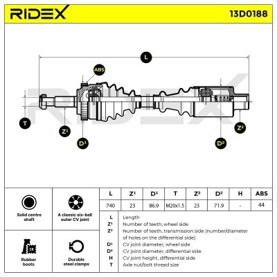 Antriebswelle RIDEX 13D0188 13D0188 - foto 7