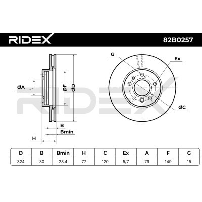 Bremsscheibe RIDEX 82B0257 82B0257 - foto 4
