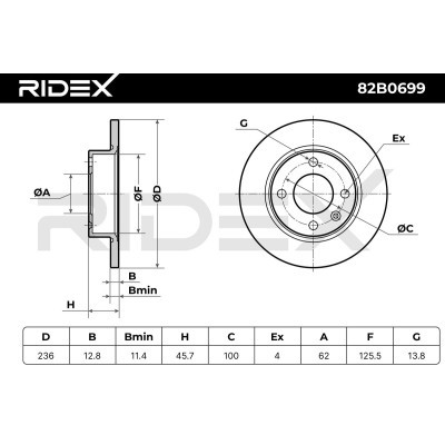 Bremsscheibe RIDEX 82B0699 82B0699 - foto 3
