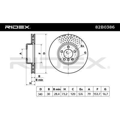 Bremsscheibe RIDEX 82B0386 82B0386 - foto 3