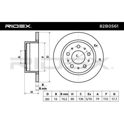 Bremsscheibe RIDEX 82B0561 82B0561 - foto 3