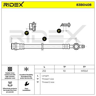 Bremsschlauch RIDEX 83B0408 83B0408 - foto 4