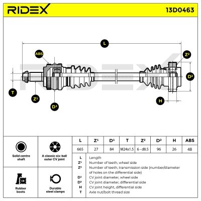 Antriebswelle RIDEX 13D0463 13D0463 - foto 5