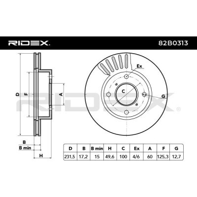 Bremsscheibe RIDEX 82B0313 82B0313 - foto 5