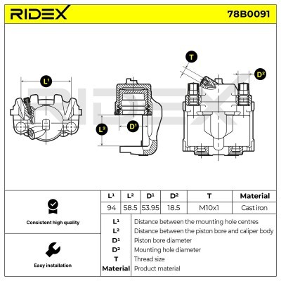 Bremssattel RIDEX 78B0091 78B0091 - foto 5