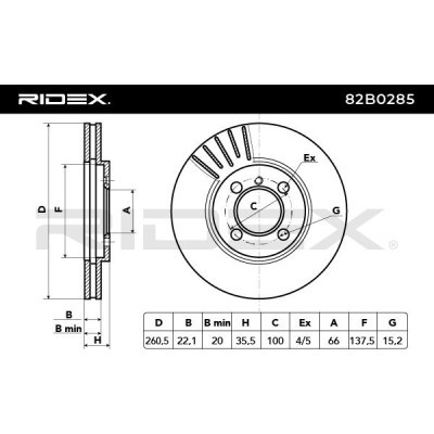 Bremsscheibe RIDEX 82B0285 82B0285 - foto 9