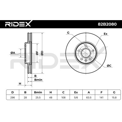 Bremsscheibe RIDEX 82B2080 82B2080 - foto 7