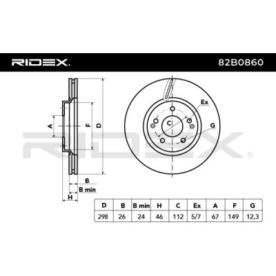 Bremsscheibe RIDEX 82B0860 82B0860 - foto 3
