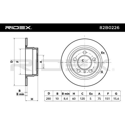 Bremsscheibe RIDEX 82B0226 82B0226 - foto 4