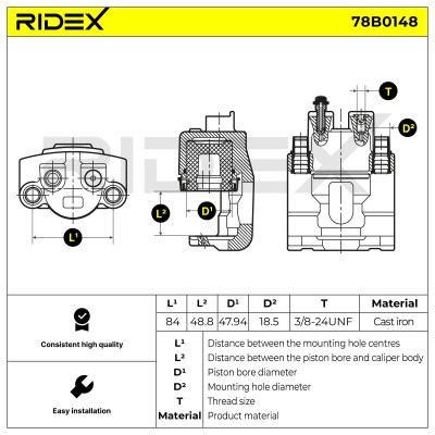 Bremssattel RIDEX 78B0148 78B0148 - foto 4
