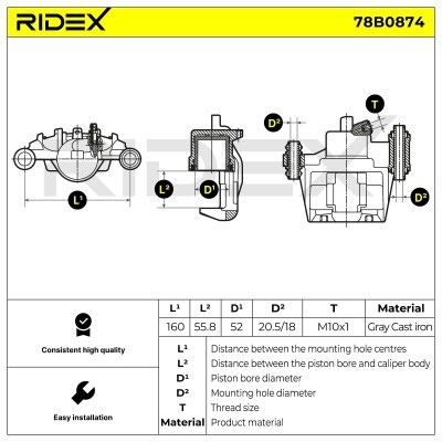 Bremssattel RIDEX 78B0874 78B0874 - foto 6