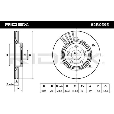 Bremsscheibe RIDEX 82B0393 82B0393 - foto 7