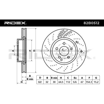 Bremsscheibe RIDEX 82B0512 82B0512 - foto 3