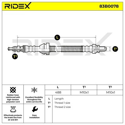 Bremsschlauch RIDEX 83B0078 83B0078 - foto 3