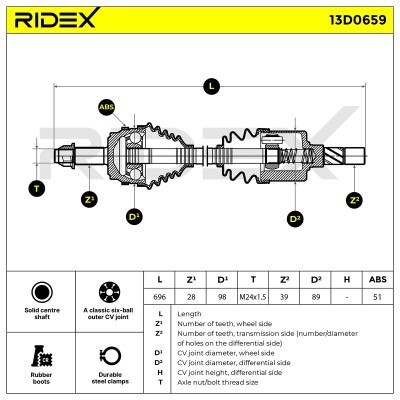 Antriebswelle RIDEX 13D0659 13D0659 - foto 7