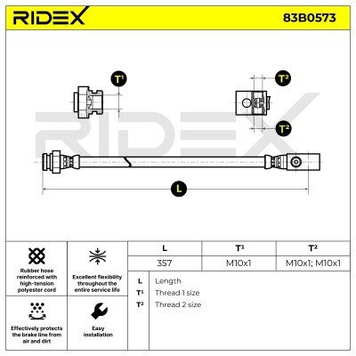 Bremsschlauch RIDEX 83B0573 83B0573 - foto 6