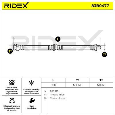 Bremsschlauch RIDEX 83B0477 83B0477 - foto 6