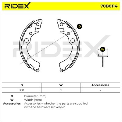 Bremsbeläge Satz RIDEX 70B0114 70B0114 - foto 2