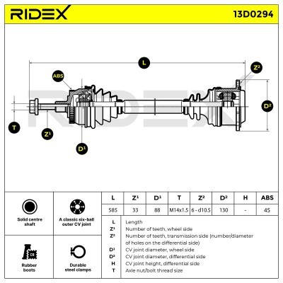 Antriebswelle RIDEX 13D0294 13D0294 - foto 6