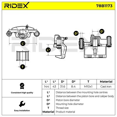 Bremssattel RIDEX 78B1173 78B1173 - foto 7