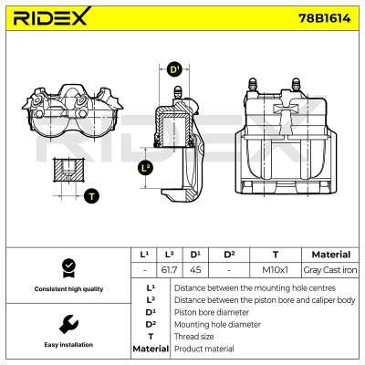 Bremssattel RIDEX 78B1614 78B1614 - foto 6