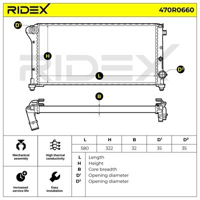 Kühler, Motorkühlung RIDEX 470R0660 470R0660 - foto 5