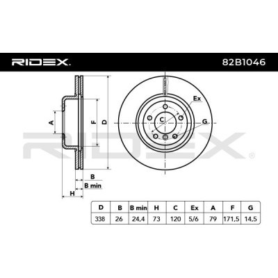 Bremsscheibe RIDEX 82B1046 82B1046 - foto 3