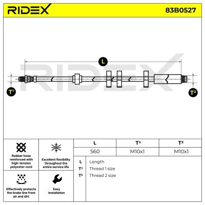 Bremsschlauch RIDEX 83B0527 83B0527 - foto 2