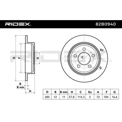 Bremsscheibe RIDEX 82B0940 82B0940 - foto 6