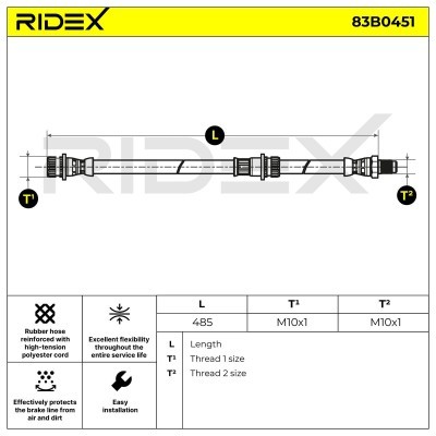 Bremsschlauch RIDEX 83B0451 83B0451 - foto 2