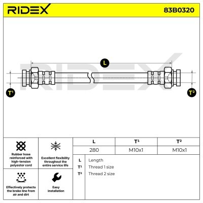 Bremsschlauch RIDEX 83B0320 83B0320 - foto 2