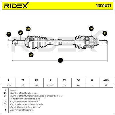 Antriebswelle RIDEX 13D1071 13D1071 - foto 7