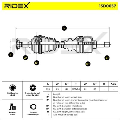 Antriebswelle RIDEX 13D0657 13D0657 - foto 7