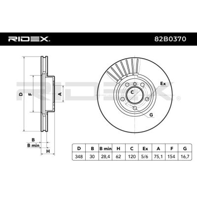 Bremsscheibe RIDEX 82B0370 82B0370 - foto 6