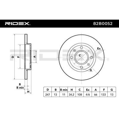 Bremsscheibe RIDEX 82B0052 82B0052 - foto 3