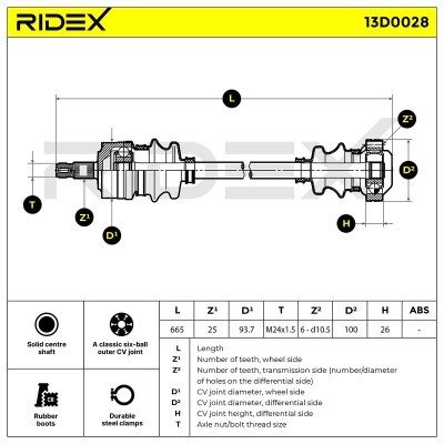 Antriebswelle RIDEX 13D0028 13D0028 - foto 7
