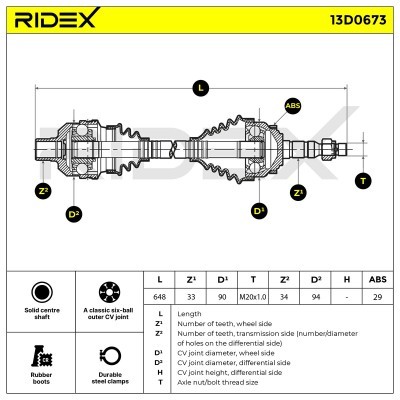 Antriebswelle RIDEX 13D0673 13D0673 - foto 6