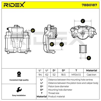 Bremssattel RIDEX 78B0187 78B0187 - foto 5