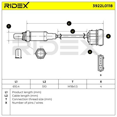 Lambdasonde RIDEX 3922L0118 3922L0118 - foto 6